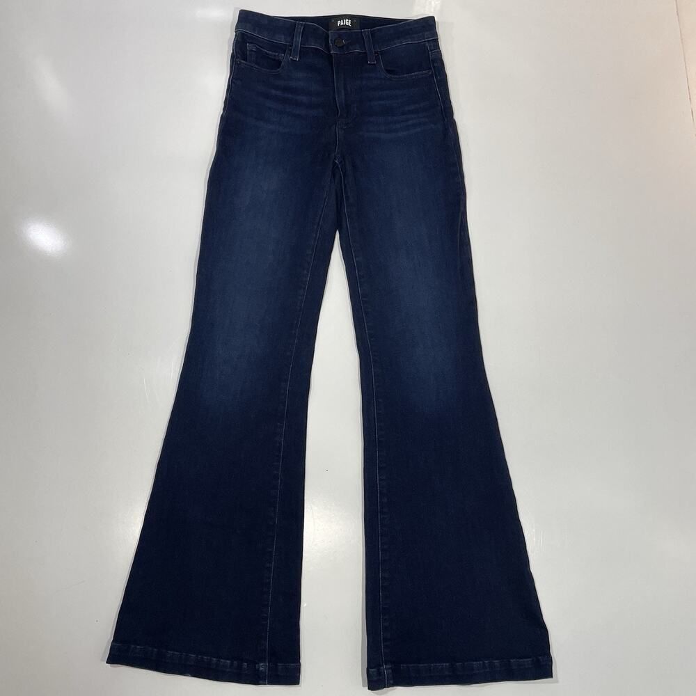 Paige Jeans Women’s 26 Blue Flared GENEVIEVE Dark Wash Denim Crop Wide Leg